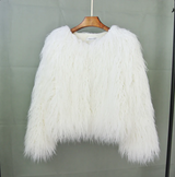 Shaggy Faux Fur Jacket  Cropped Winter Style - Detailed view