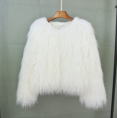Shaggy Faux Fur Jacket  Cropped Winter Style - Detailed view