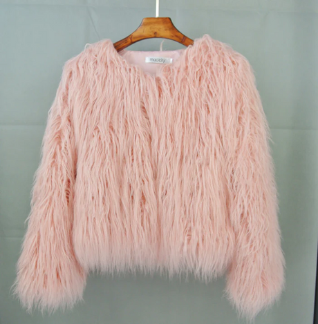 Shaggy Faux Fur Jacket  Cropped Winter Style - Product example