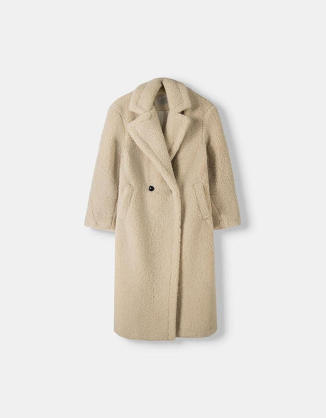 Teddy Bear Oversized Coat  Double-Breasted Faux Shearling - Product showcase