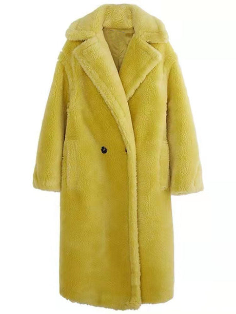 Teddy Bear Oversized Coat  Double-Breasted Faux Shearling - Product example
