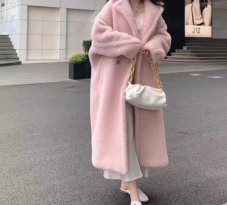 Teddy Bear Oversized Coat  Double-Breasted Faux Shearling - Product detail 4