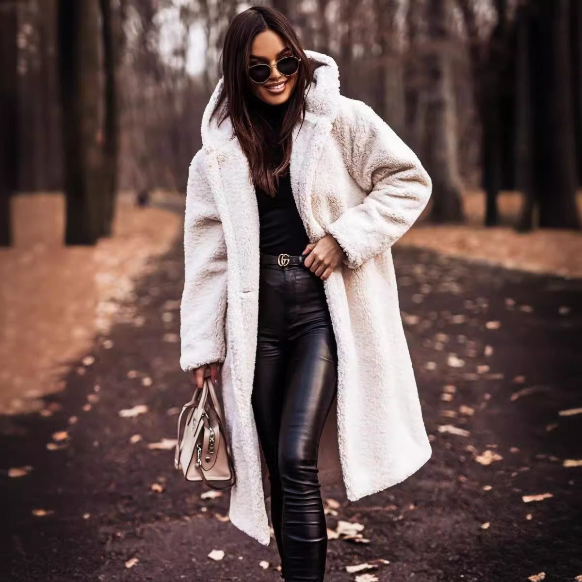 Luxury Wool Winter Coat  Hooded Full Length Burgundy Design - Product example