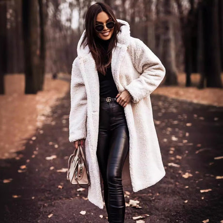 Luxury Wool Winter Coat  Hooded Full Length Burgundy Design - Product example