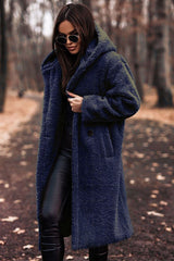 Luxury Wool Winter Coat  Hooded Full Length Burgundy Design - Product detail 5