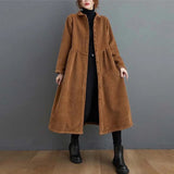 Corduroy Winter Coat  Oversized Button-Down Design - Detailed view
