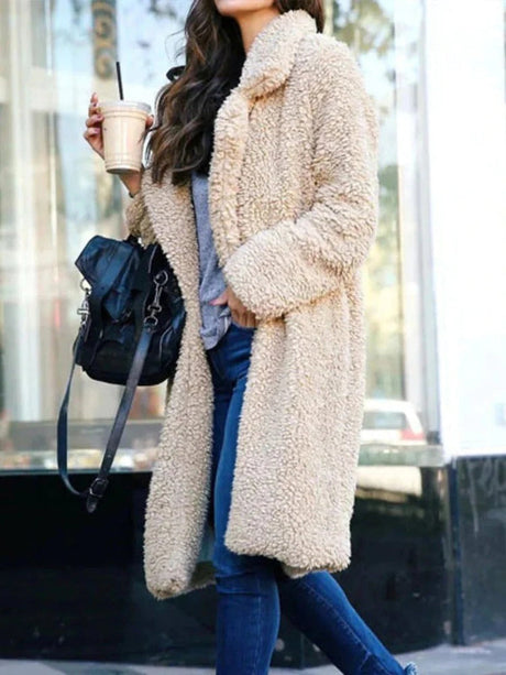 Plush Teddy Coat  Long Oversized Winter Outerwear - Product showcase