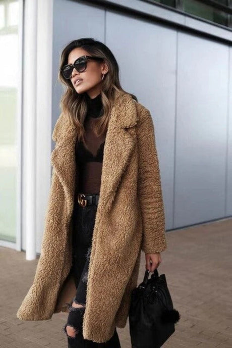 Plush Teddy Coat  Long Oversized Winter Outerwear - Product example