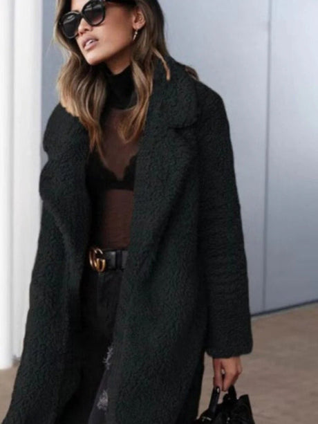 Plush Teddy Coat  Long Oversized Winter Outerwear - Product detail 4