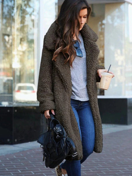 Plush Teddy Coat  Long Oversized Winter Outerwear - Product detail 5