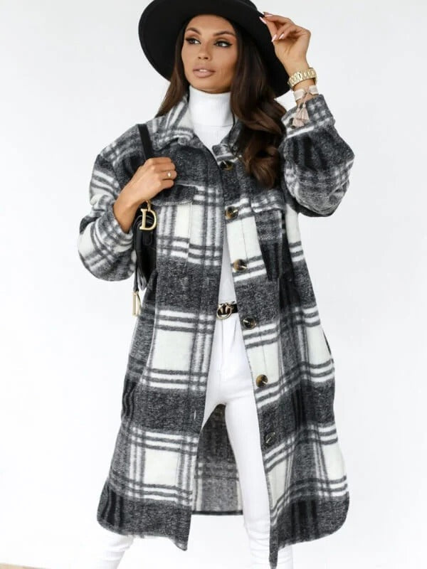 Plaid Wool Blend Coat  Oversized Check Pattern - Product detail 5