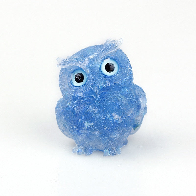 Natural Crystal Owl Figurine  Handcrafted Blue Agate Eyes - Product detail 16