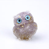 Natural Crystal Owl Figurine  Handcrafted Blue Agate Eyes - Product detail 19