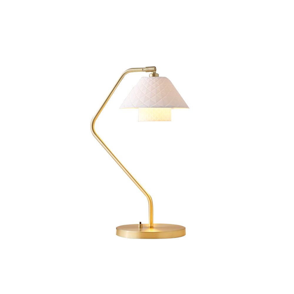 Modern Table Lamp  Brass Frame with Quilted China Shade - Product detail 11
