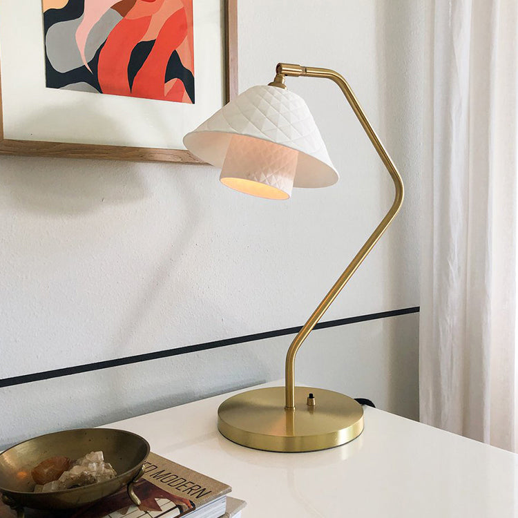 Modern Table Lamp  Brass Frame with Quilted China Shade - Product detail 10