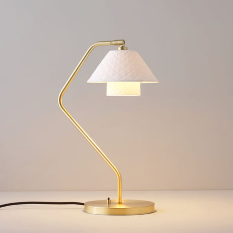Modern Table Lamp  Brass Frame with Quilted China Shade - Product detail 12