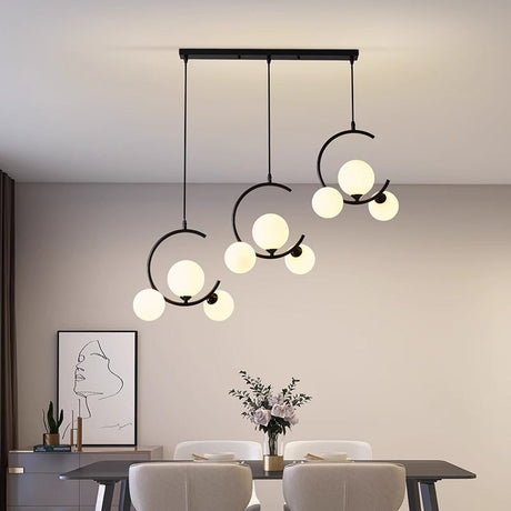 Modern LED Pendant Light  Black Curved Arms With Glass Globes - Product detail 5