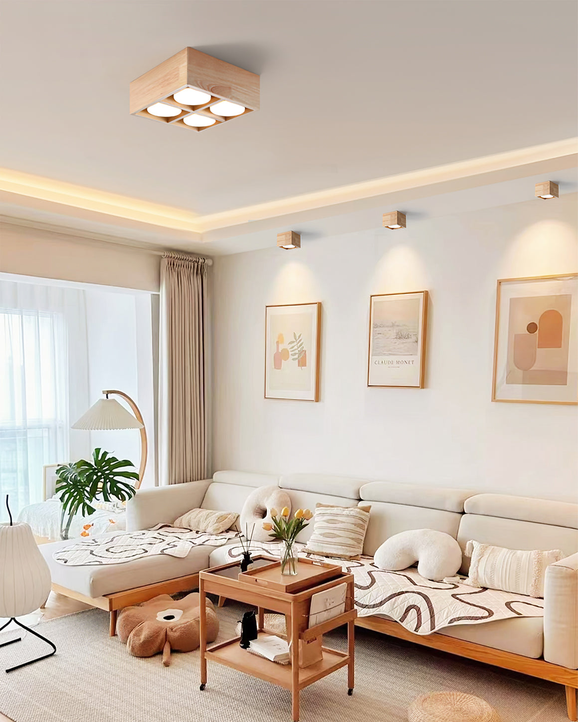 Modern Wood Ceiling Light  Square LED Panel Design - Product detail 5