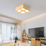 Modern Wood Ceiling Light  Square LED Panel Design - Detailed view
