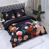 Floral Cotton Bedding Set  Dark Botanical Print With Gold Accents - Product detail 9