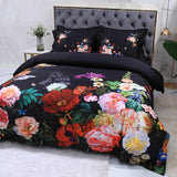 Floral Cotton Bedding Set  Dark Botanical Print With Gold Accents - Product detail 8