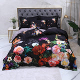 Floral Cotton Bedding Set  Dark Botanical Print With Gold Accents - Product detail 7