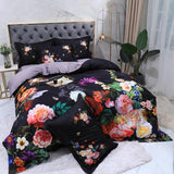 Floral Cotton Bedding Set  Dark Botanical Print With Gold Accents - Product detail 6
