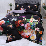 Floral Cotton Bedding Set  Dark Botanical Print With Gold Accents - Product detail 5