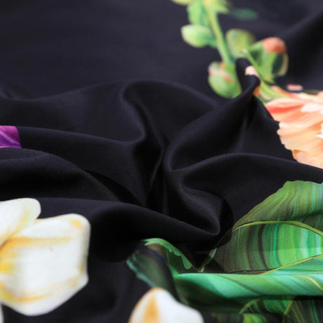 Floral Cotton Bedding Set  Dark Botanical Print With Gold Accents - Product detail 15