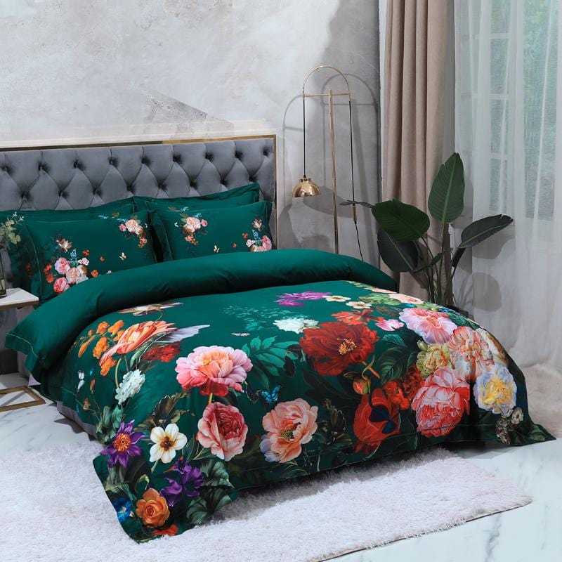 Floral Cotton Duvet Set  Emerald Garden Print Design - Product detail 8