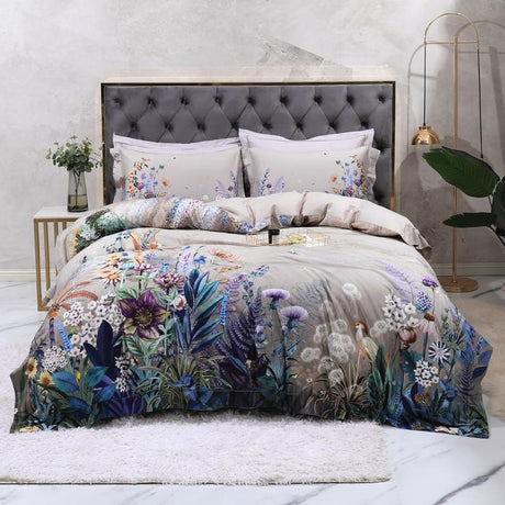 Botanical Luxury Bedding Set  Egyptian Cotton Floral Print - Product showcase