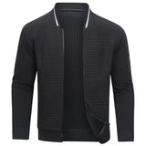 Modern Quilted Bomber Jacket  Textured Knit Design - Detailed view