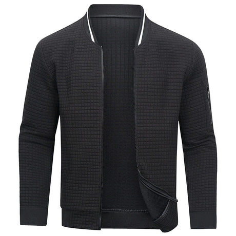 Modern Quilted Bomber Jacket  Textured Knit Design - Detailed view