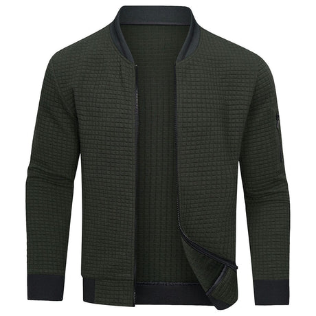 Modern Quilted Bomber Jacket  Textured Knit Design - Product example