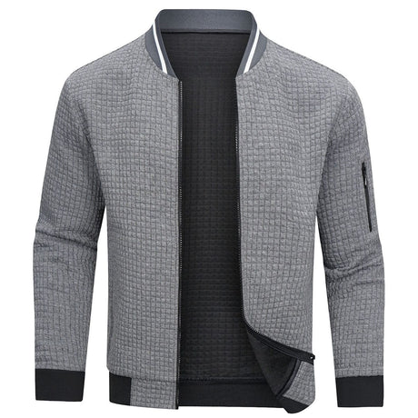 Modern Quilted Bomber Jacket  Textured Knit Design - Product detail 4