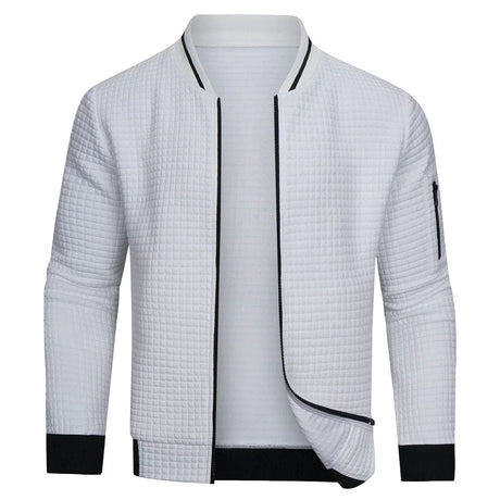 Modern Quilted Bomber Jacket  Textured Knit Design - Product detail 5