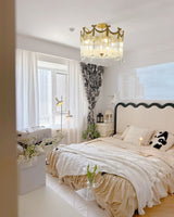 French Crystal Ceiling Light  Brass Crown Design With Water Droplets - Product detail 8