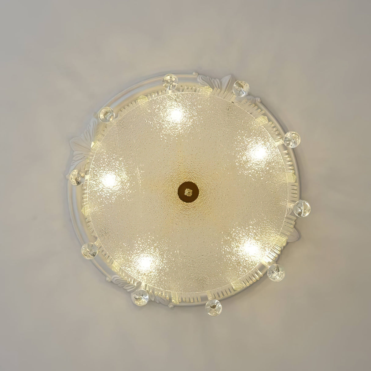 French Crystal Ceiling Light  Brass Crown Design With Water Droplets - Product detail 9
