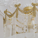 French Crystal Ceiling Light  Brass Crown Design With Water Droplets - Product detail 11
