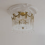 French Crystal Ceiling Light  Brass Crown Design With Water Droplets - Product detail 13