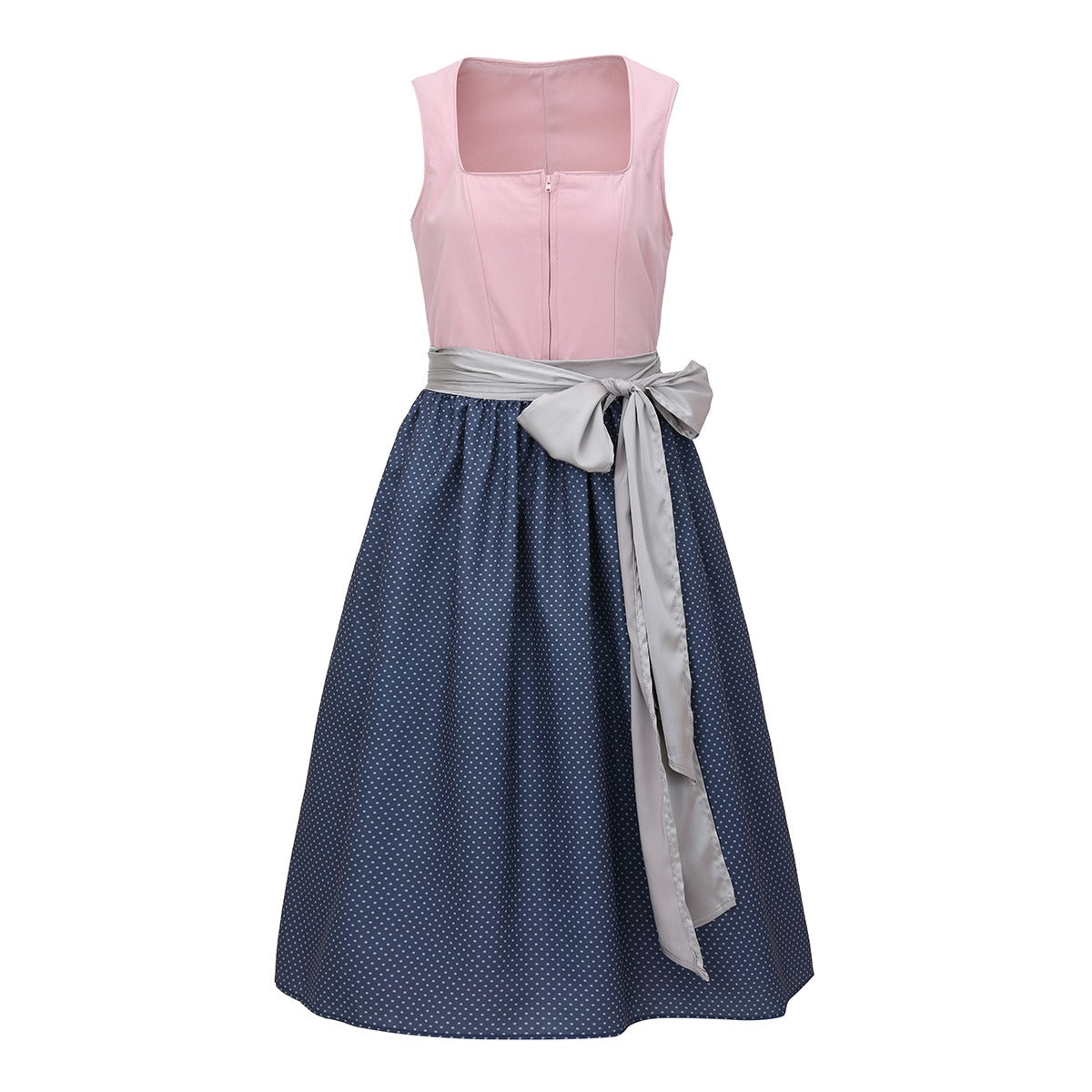 Traditional Dirndl Dress  Pink Vintage Style With Lace Detail - Detailed view