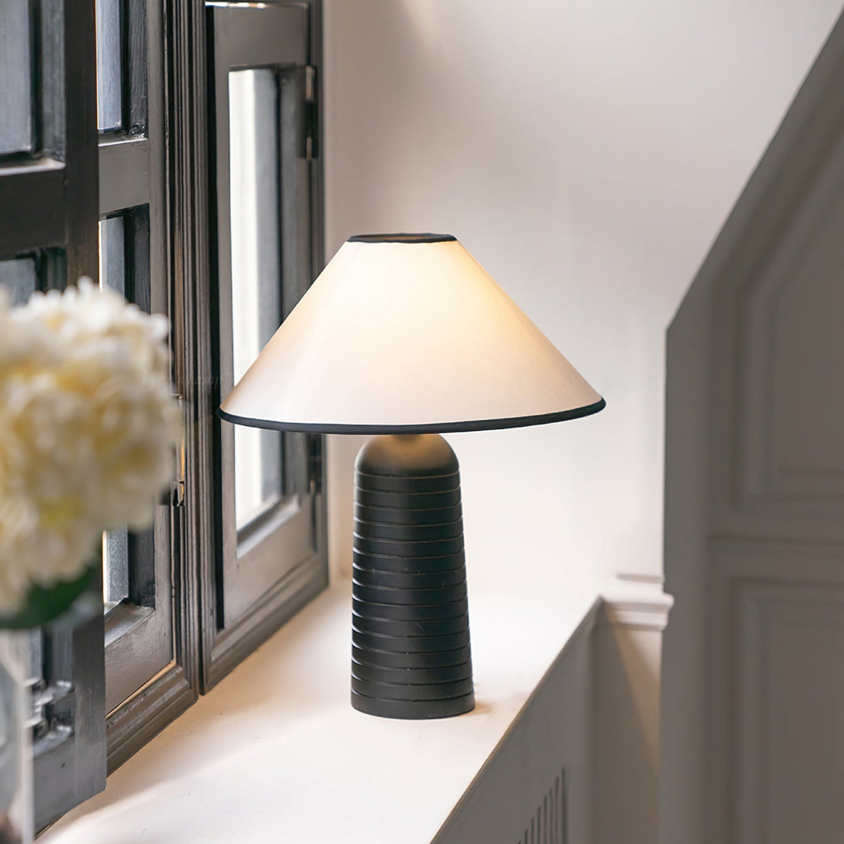 Retro Table Lamp  Solid Wood Base With White Shade - Product detail 11