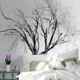 Tree Mural Wallpaper | Black and White Winter Forest Design