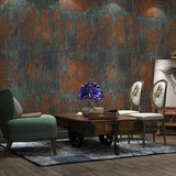 Industrial Mural Wallpaper | Copper and Teal Oxidized Metal