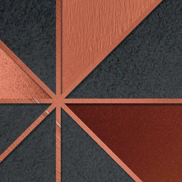 Geometric Mural Wallpaper | Industrial Black and Terracotta Design