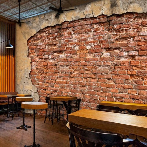 Brick Mural Wallpaper | Vintage Red Industrial Design