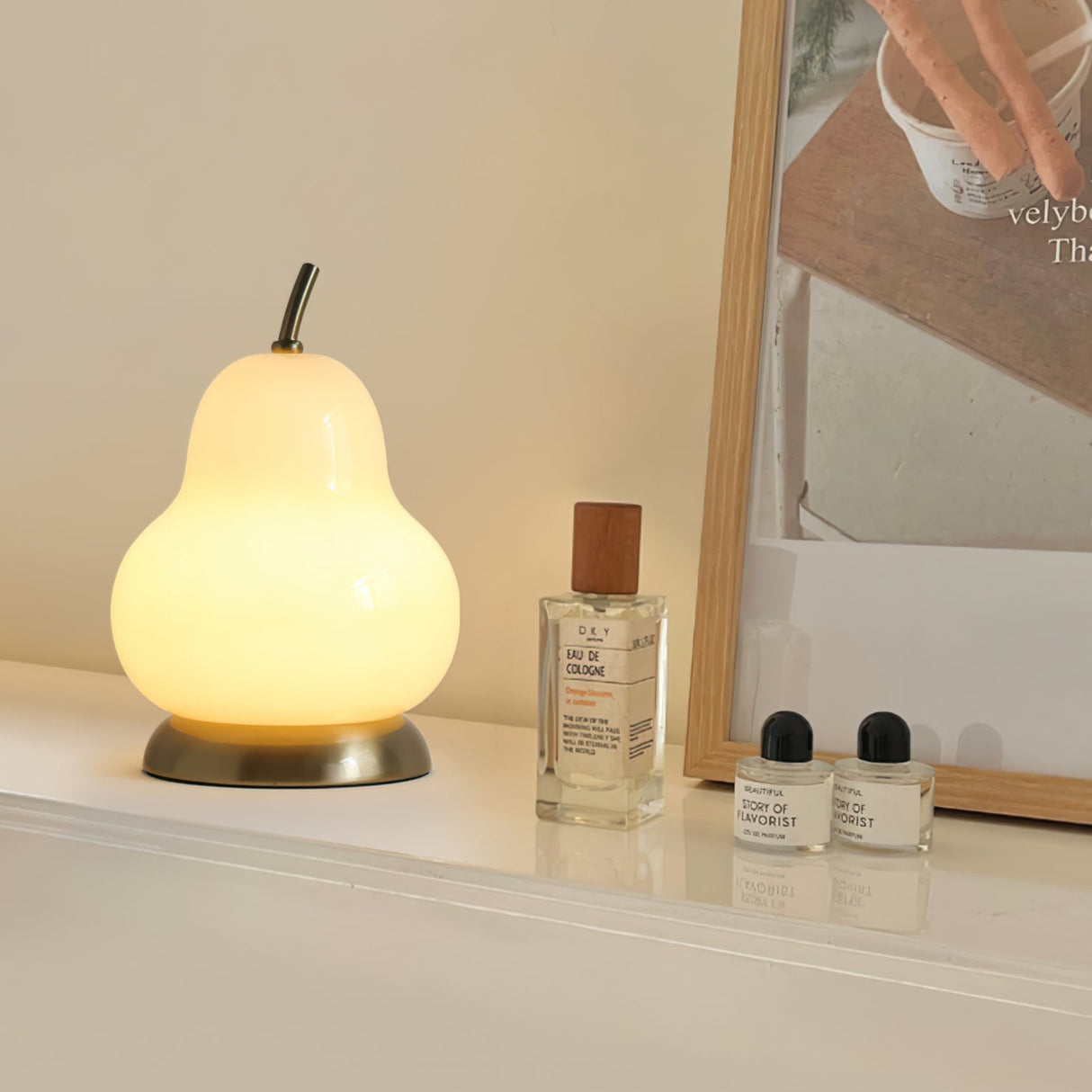 Pear Glass Table Lamp  Cream Shade With Gold Base - Product detail 5