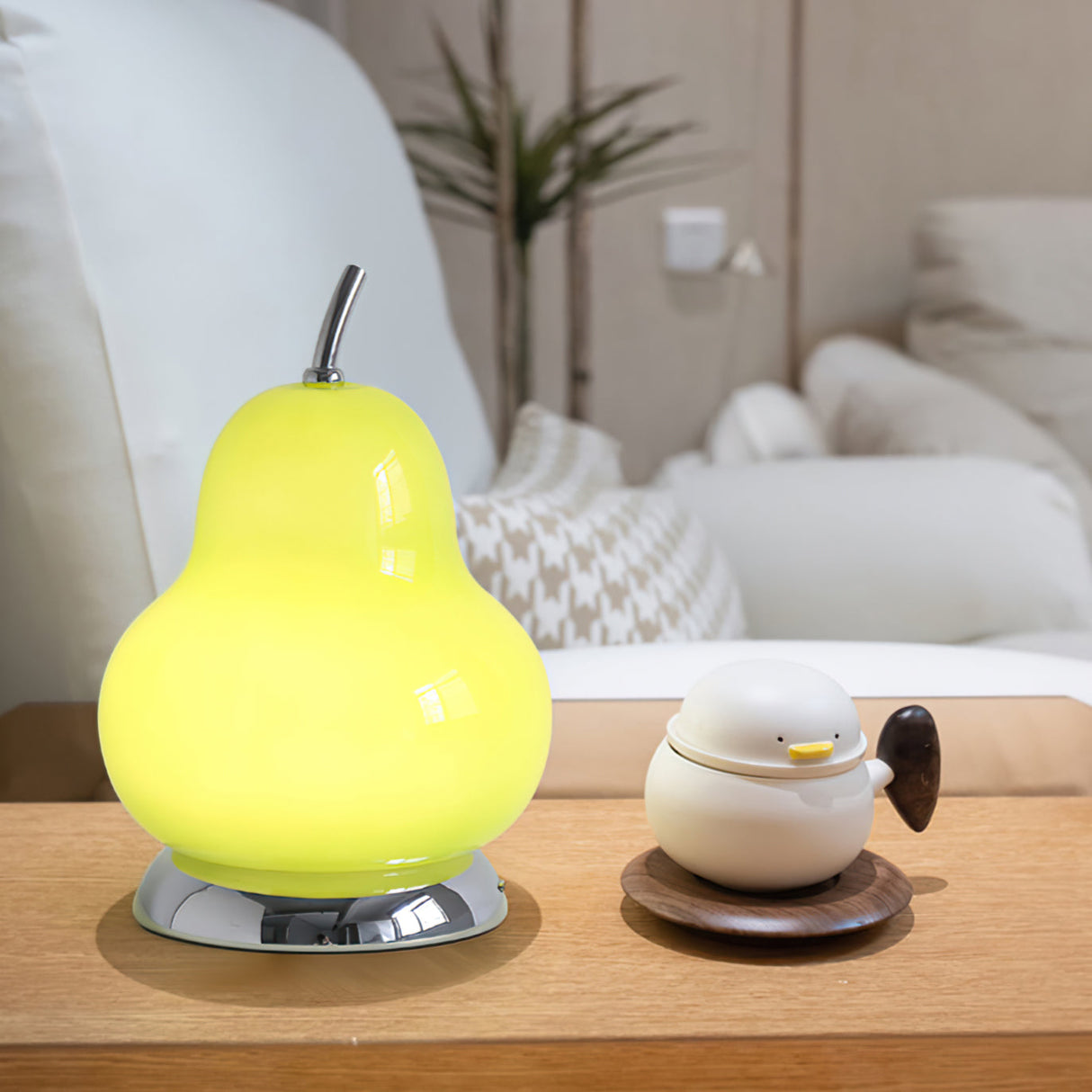 Pear Glass Table Lamp  Cream Shade With Gold Base - Product detail 9