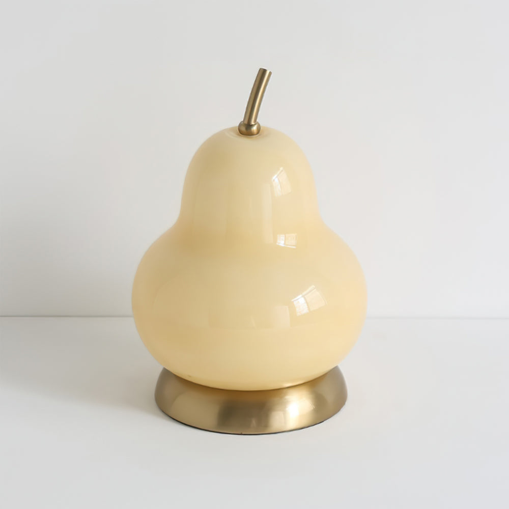 Pear Glass Table Lamp  Cream Shade With Gold Base - Product example