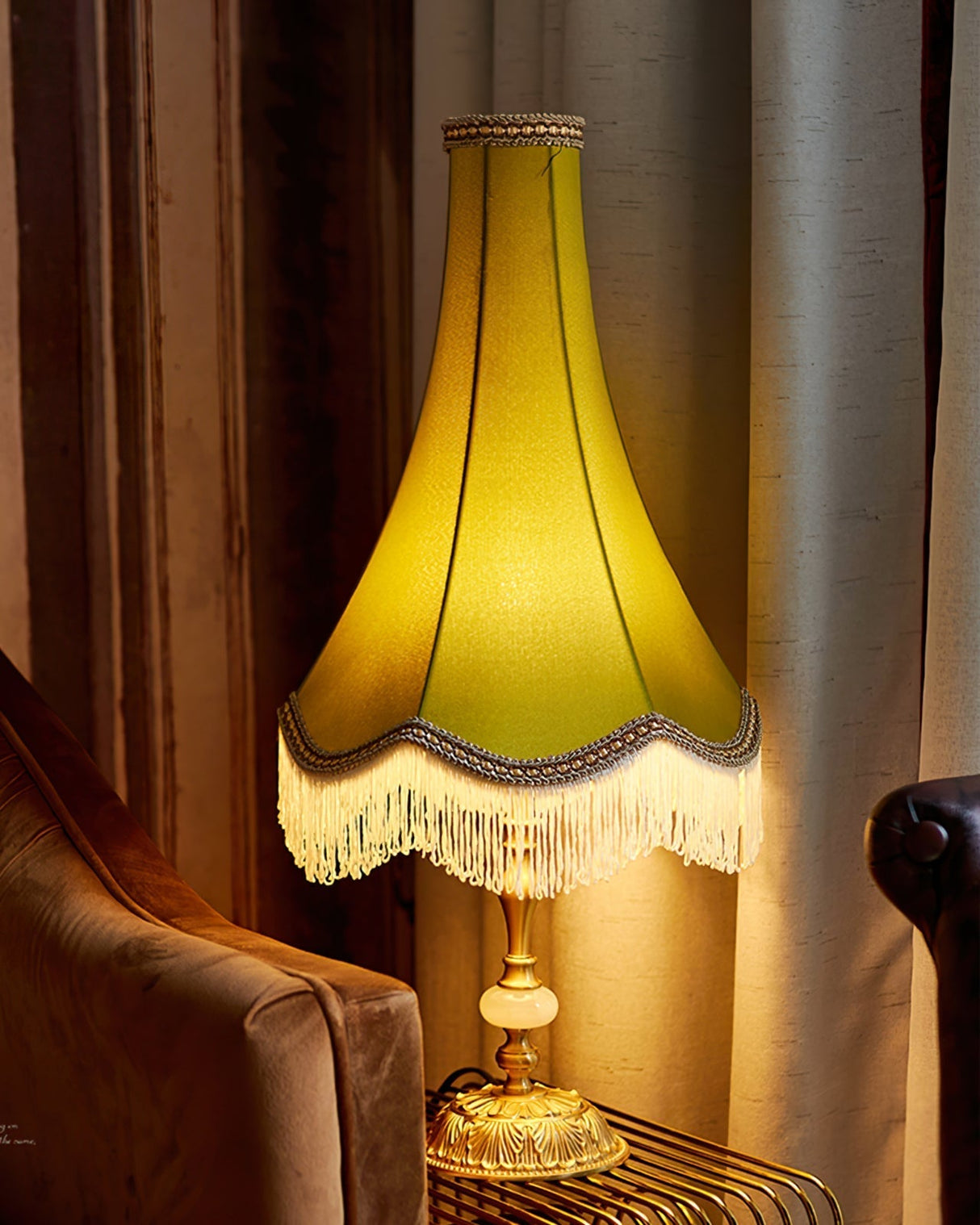 Vintage Table Lamp  Marble Base with Fringe Trim - Product detail 15